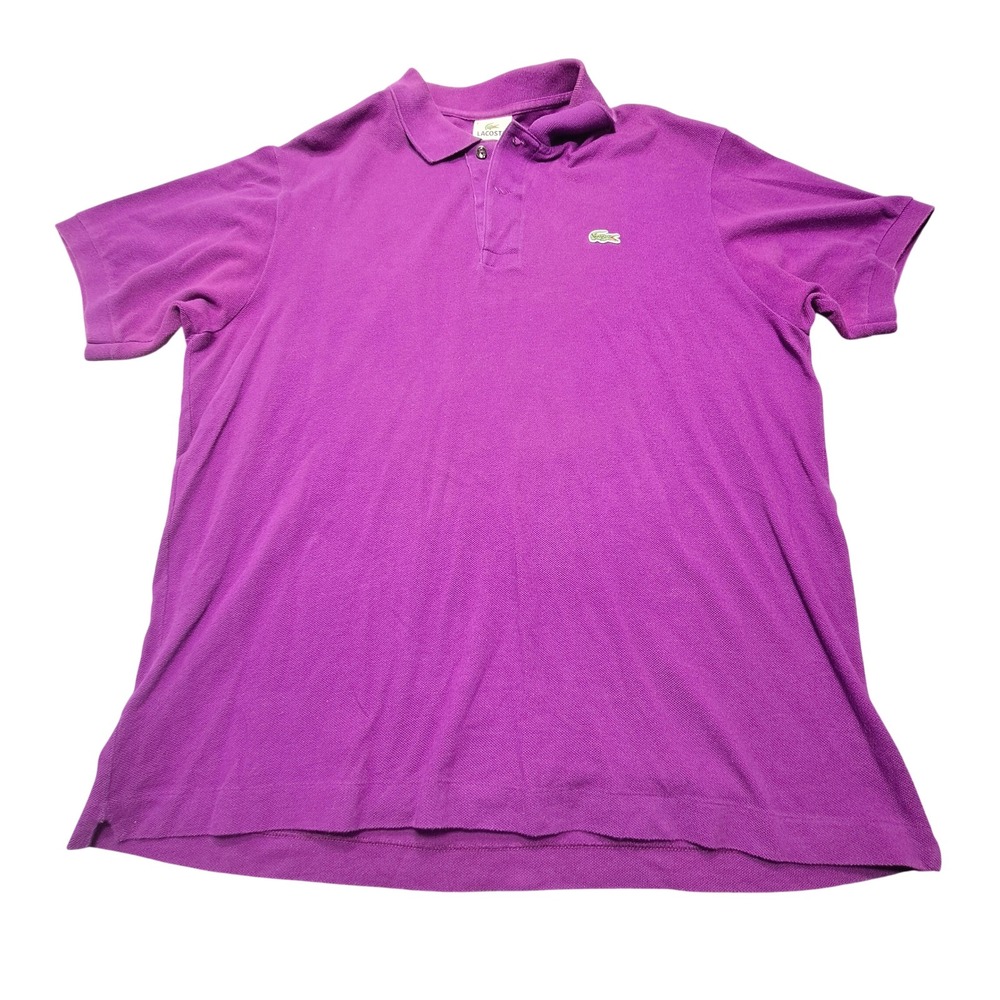 Lacoste Mens Classic Fit Pique Polo Shirt Purple Short Sleeve Size 6 5191L